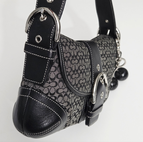 EXCELLENT VINTAGE COACH Y2K MINI SIGNATURE SOHO BUCKLE FLAP SHOULDER BAG 6818 - Picture 6 of 11